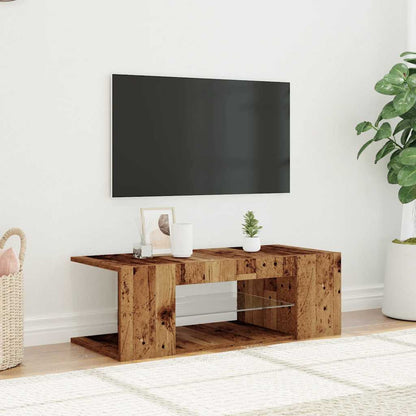 Mobile Porta TV con LED Legno Antico 90x39x30 cm Multistrato