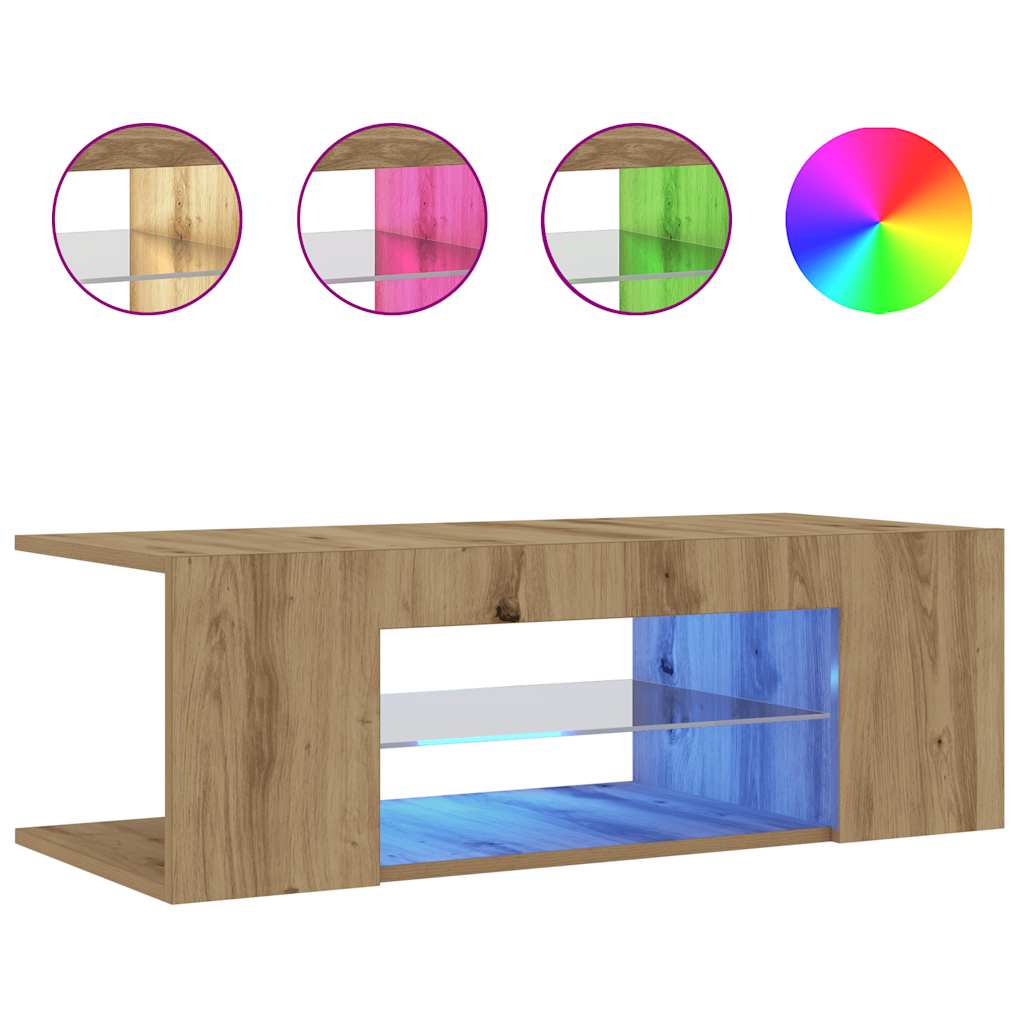 Mobile Porta TV con LED Artigianale 90x39x30 cm Multistrato