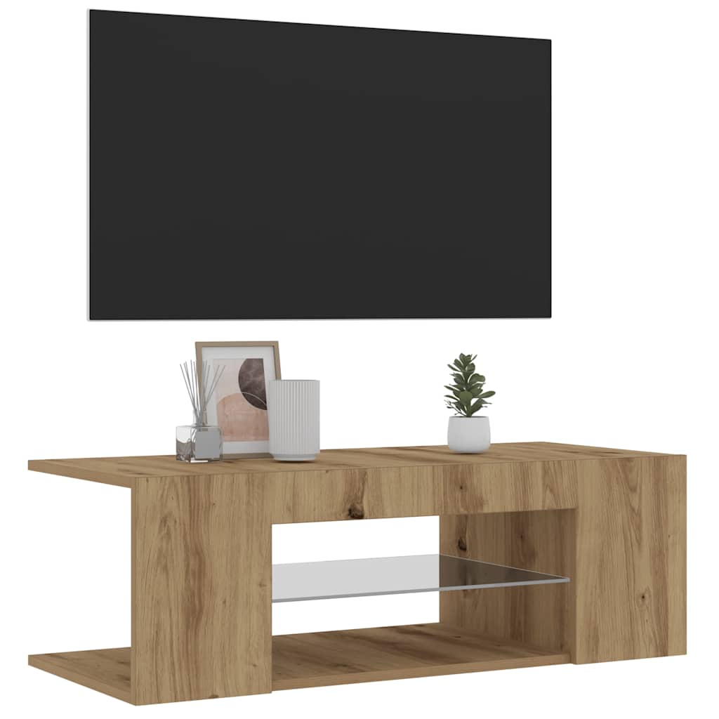 Mobile Porta TV con LED Artigianale 90x39x30 cm Multistrato