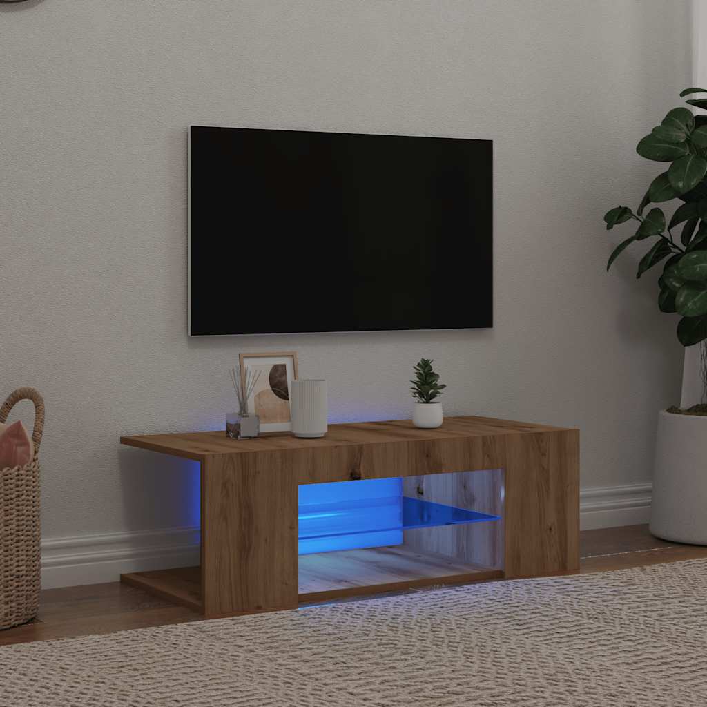Mobile Porta TV con LED Artigianale 90x39x30 cm Multistrato