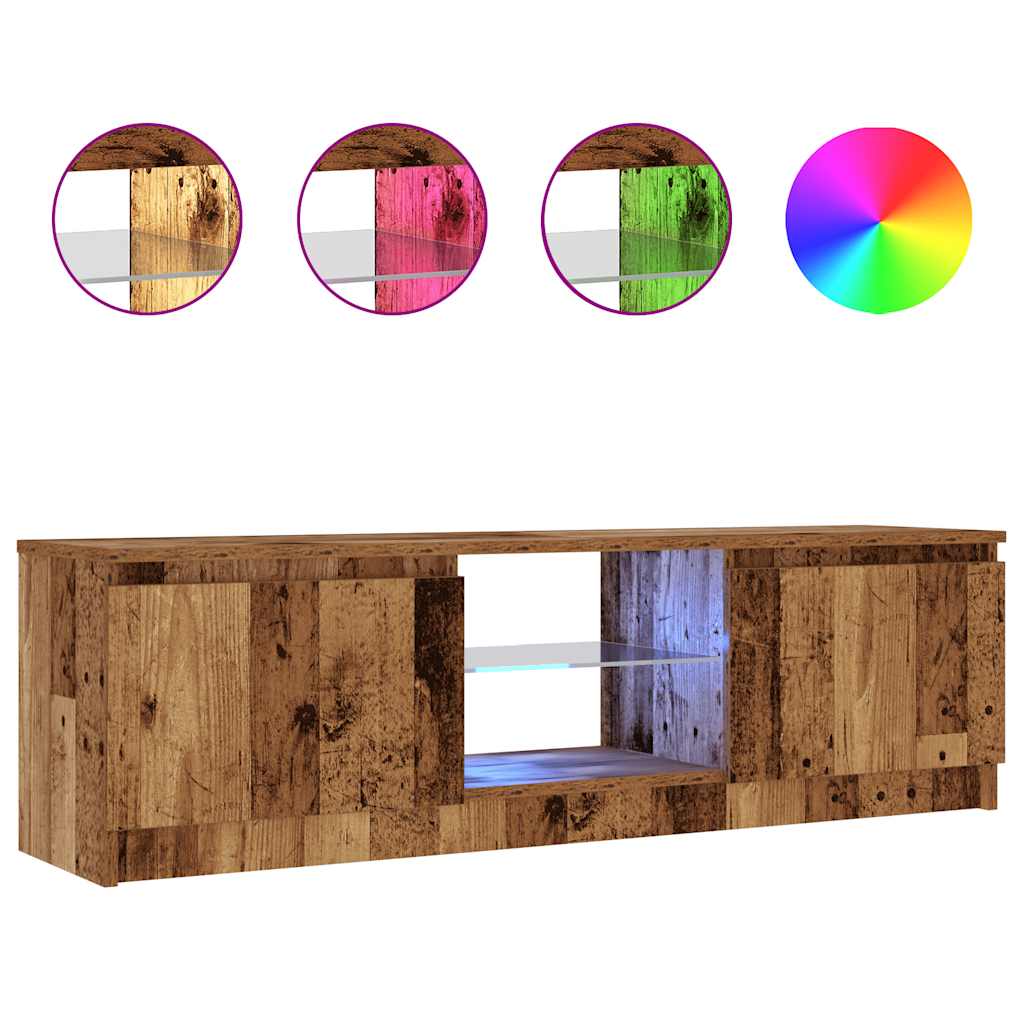Mobile Porta TV con LED Legno Antico 120x30x36 cm Multistrato