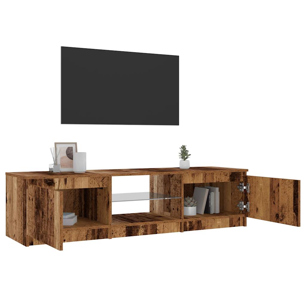 Mobile Porta TV con LED Legno Antico 140x40x35,5 cm Multistrato