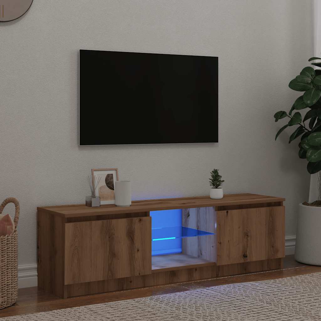 Mobile Porta TV con LED Artigianale 140x40x35,5 cm Multistrato