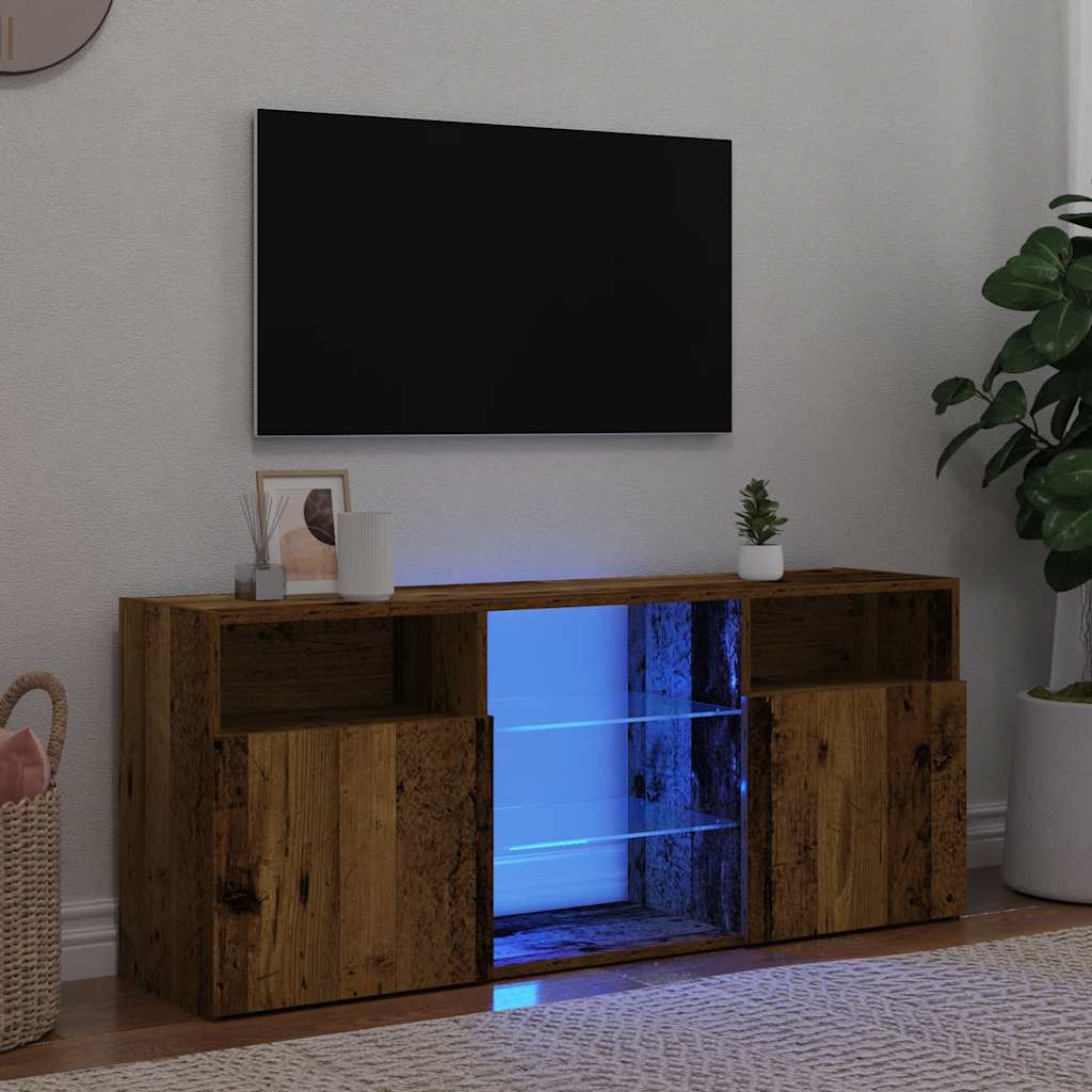 Mobile Porta TV con LED Legno Antico 120x30x50 cm Multistrato