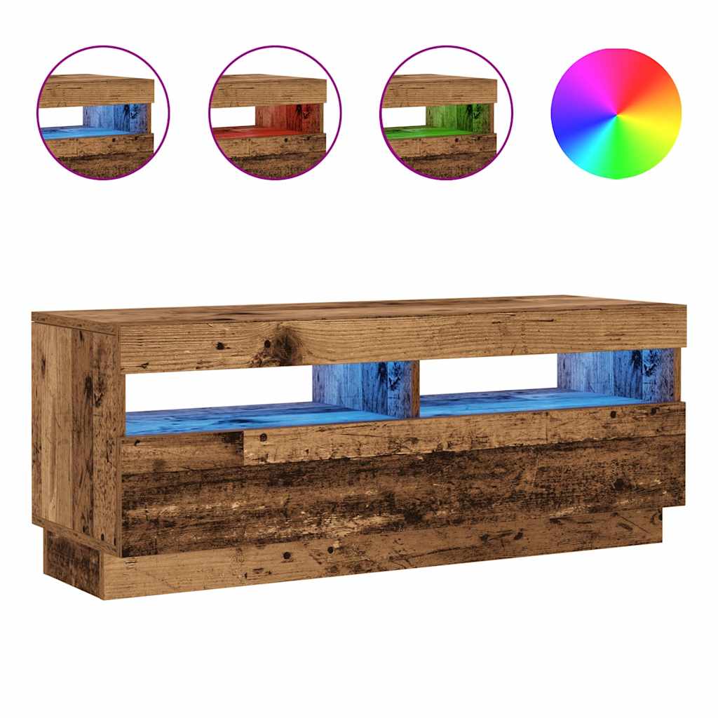 Mobile Porta TV con LED Legno Antico 100x35x40 cm Truciolato