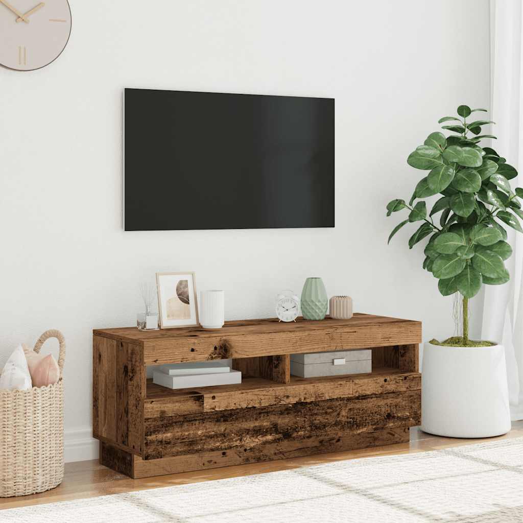 Mobile Porta TV con LED Legno Antico 100x35x40 cm Truciolato