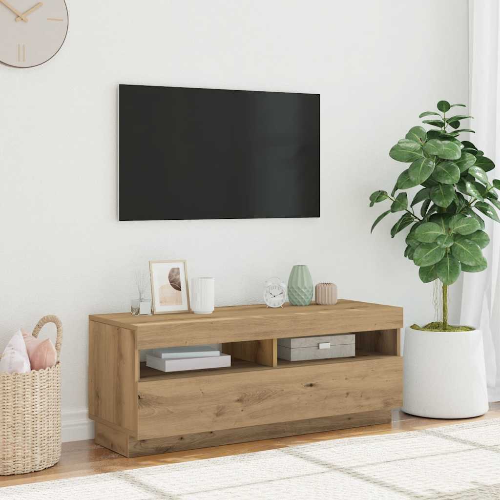 Mobile TV con Luci LED Artigianale 100x35x40 cm Truciolato