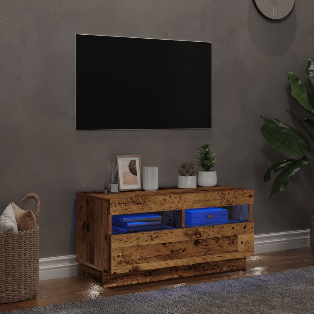 Mobile Porta TV con LED Legno Antico 80x35x40 cm Multistrato