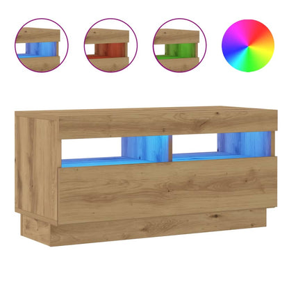 Mobile TV con Luci LED Artigianale 80x35x40cm Legno Multistrato