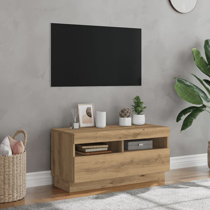 Mobile TV con Luci LED Artigianale 80x35x40cm Legno Multistrato
