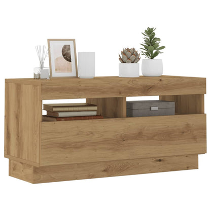 Mobile TV con Luci LED Artigianale 80x35x40cm Legno Multistrato