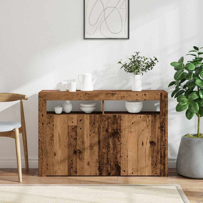 Credenza con Luci LED Legno Antico 115,5x30x75 cm in Truciolato
