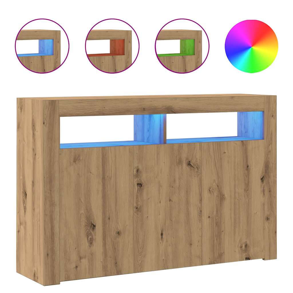 Credenza con Luci LED Artigianale 115,5x30x75 cm in Truciolato