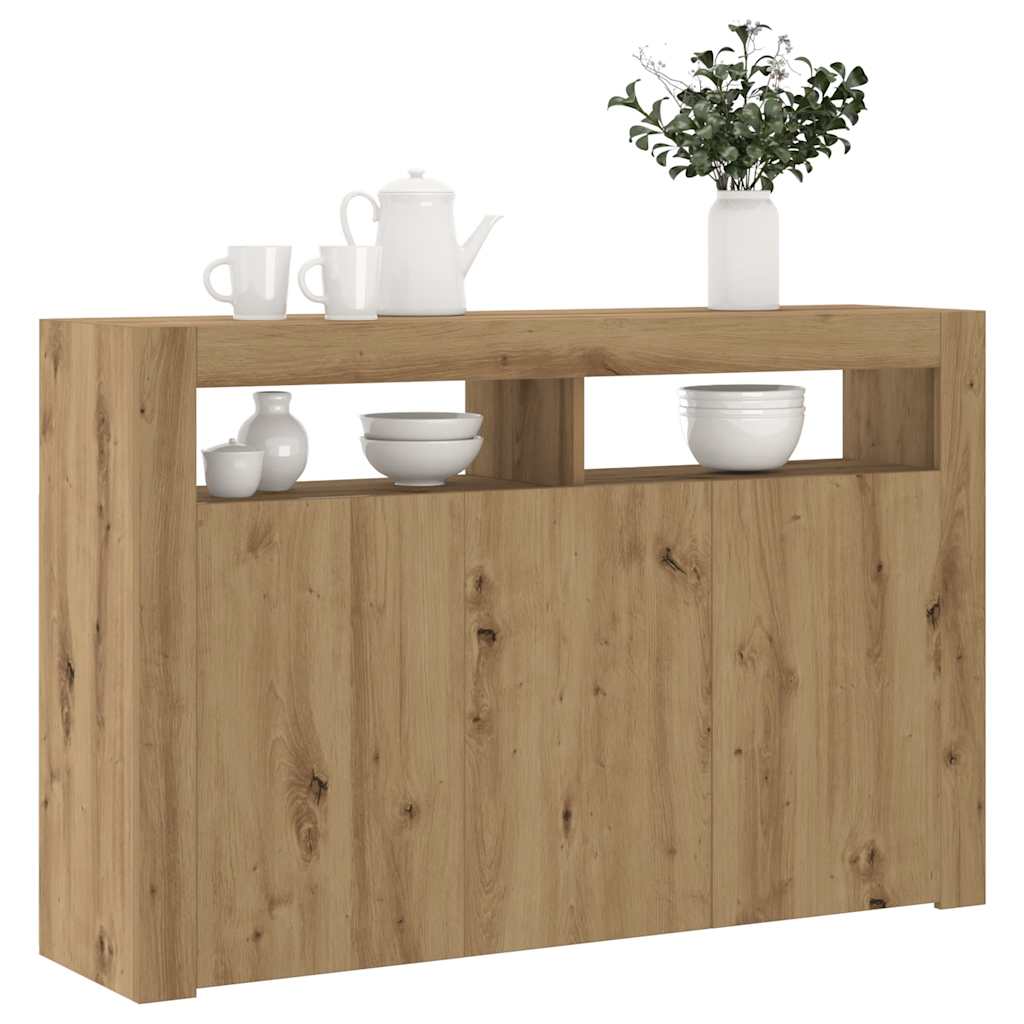 Credenza con Luci LED Artigianale 115,5x30x75 cm in Truciolato