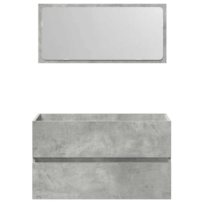 Mobile da Bagno con Specchio Grigio Cemento Legno Multistrato