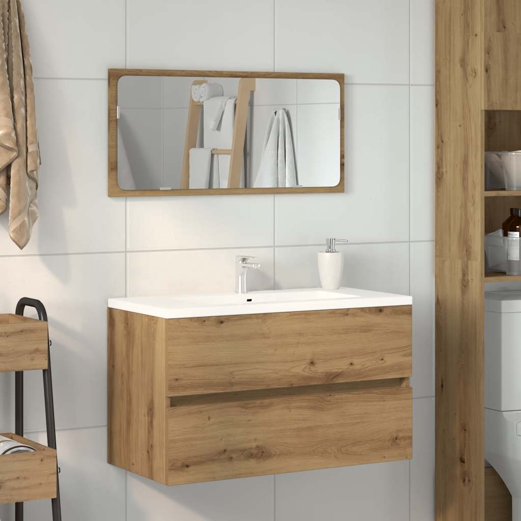 Mobile da Bagno con Specchio Rovere Artigianale Truciolato