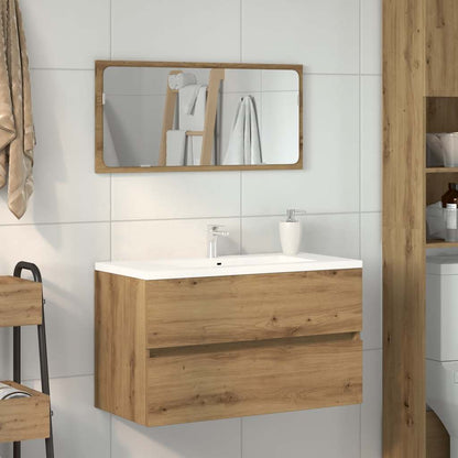 Mobile da Bagno con Specchio Rovere Artigianale Truciolato