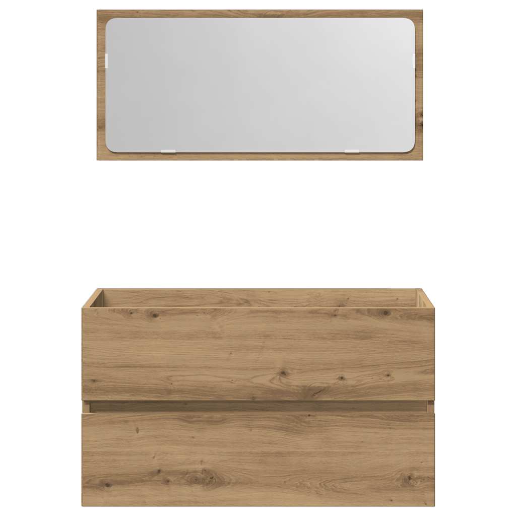 Mobile da Bagno con Specchio Rovere Artigianale Truciolato