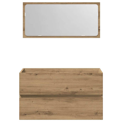 Mobile da Bagno con Specchio Rovere Artigianale Truciolato