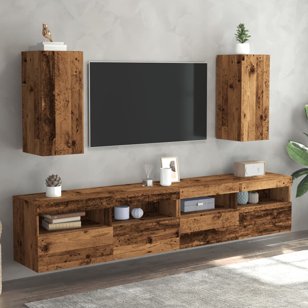 Mobili TV 2 pz Legno Antico 30,5x30x60 cm in Legno Multistrato