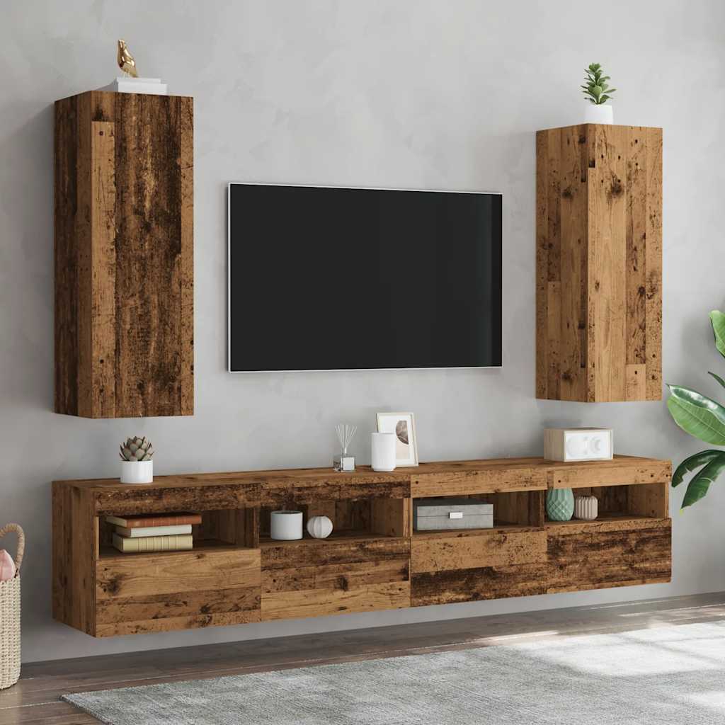 Mobili TV 2 pz Legno Antico 30,5x30x90 cm in Legno Multistrato