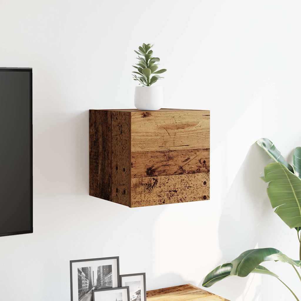 Armadietti TV Montati a Parete Legno Antico 30,5x30x30 cm