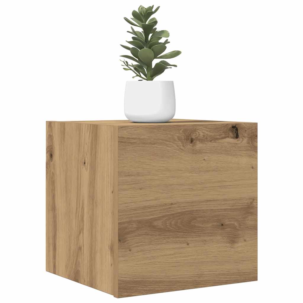 Armadietto TV Montato a Parete Rovere Artigianale 30,5x30x30 cm