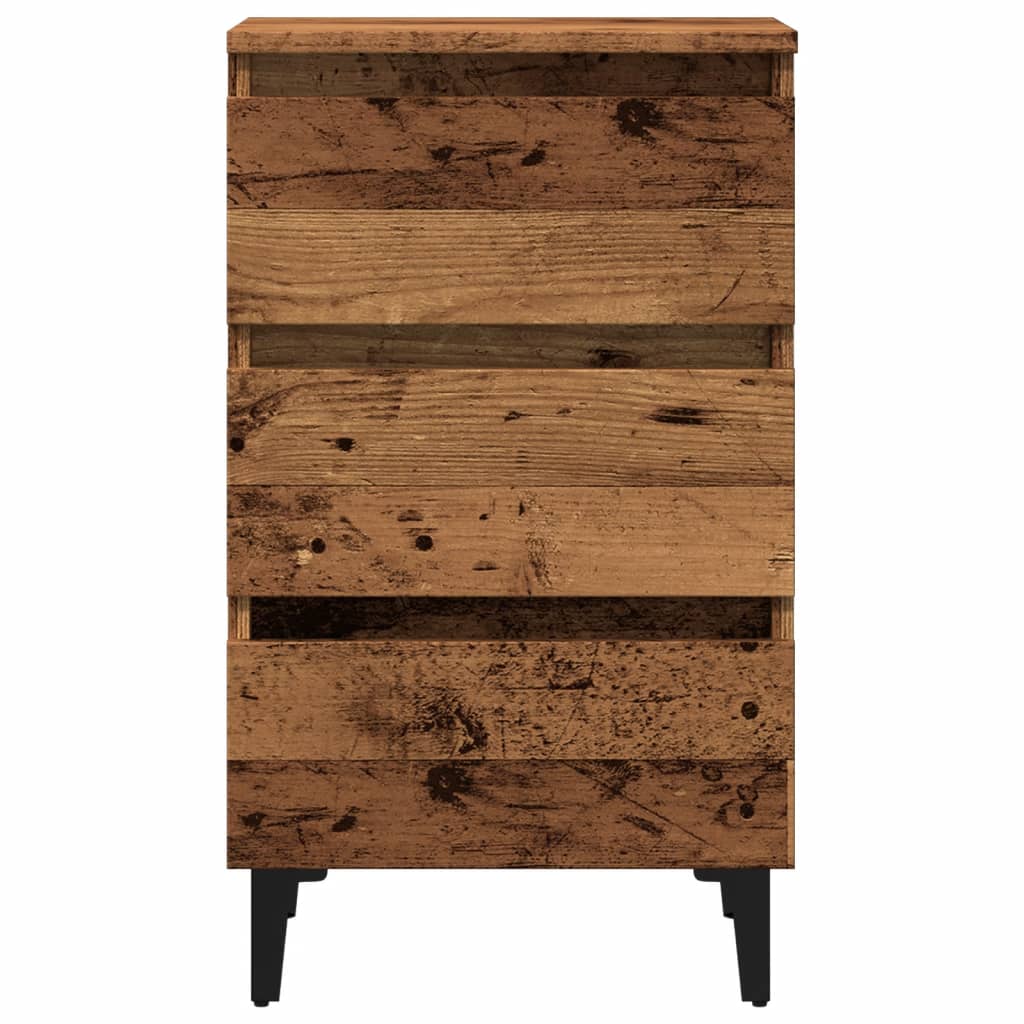 Comodino con Gambe in Metallo Legno Antico 40x35x69 cm