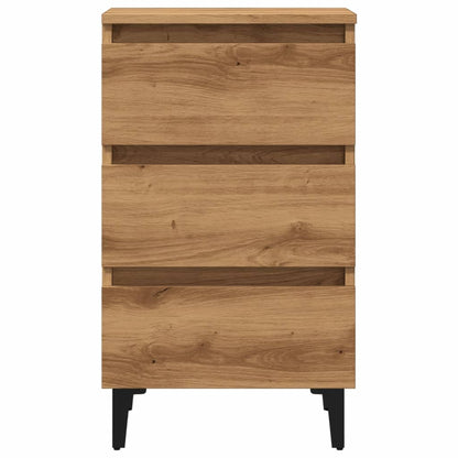 Comodino con Gambe in Metallo Rovere Artigianale 40x35x69 cm