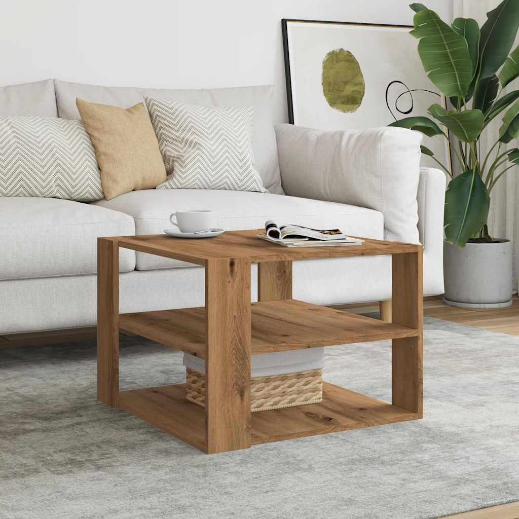 Tavolino Salotto Rovere Artigianale 58x58x40 cm in Truciolato