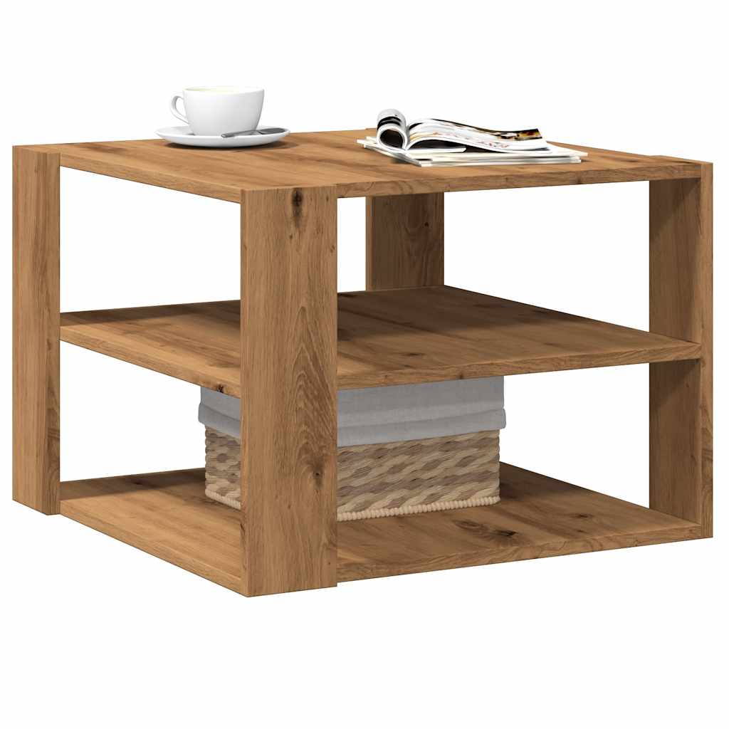 Tavolino Salotto Rovere Artigianale 58x58x40 cm in Truciolato