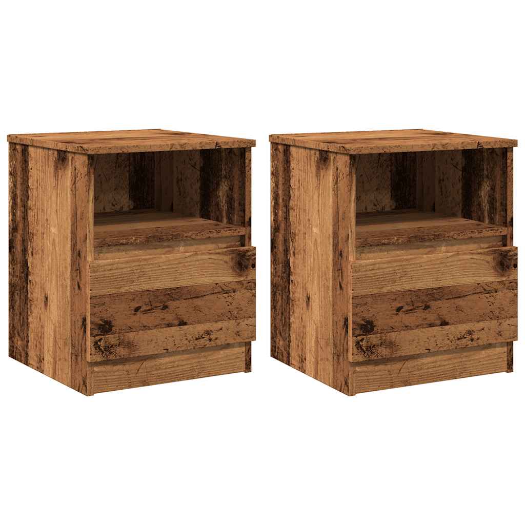 Comodini 2 pz Legno Antico 40x40x50 cm in Legno Multistrato