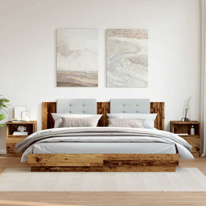 Comodini 2 pz Legno Antico 40x40x50 cm in Legno Multistrato