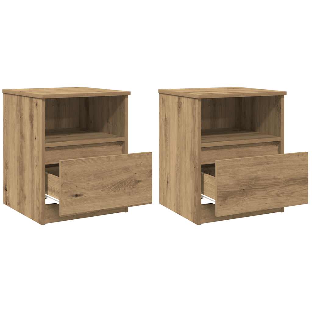 Comodini 2 pz Rovere Artigianale 40x40x50 cm Legno Multistrato