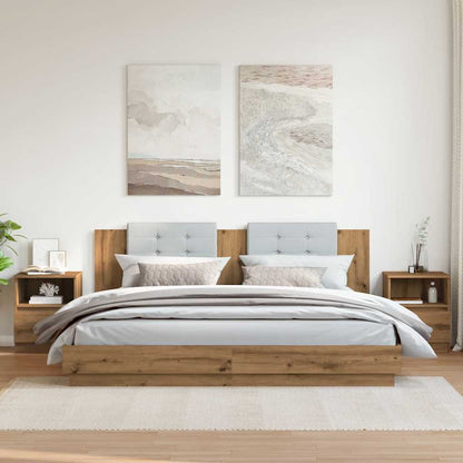 Comodini 2 pz Rovere Artigianale 40x40x50 cm Legno Multistrato