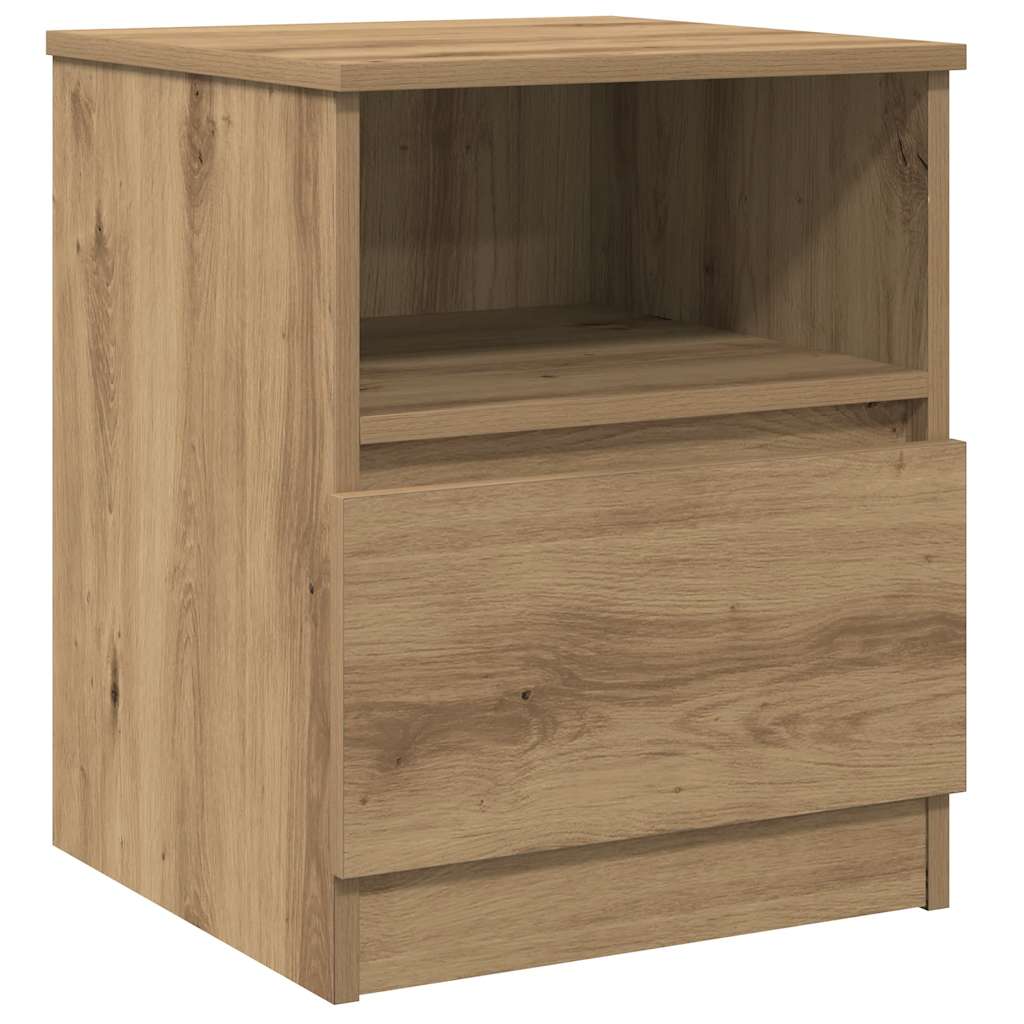 Comodini 2 pz Rovere Artigianale 40x40x50 cm Legno Multistrato