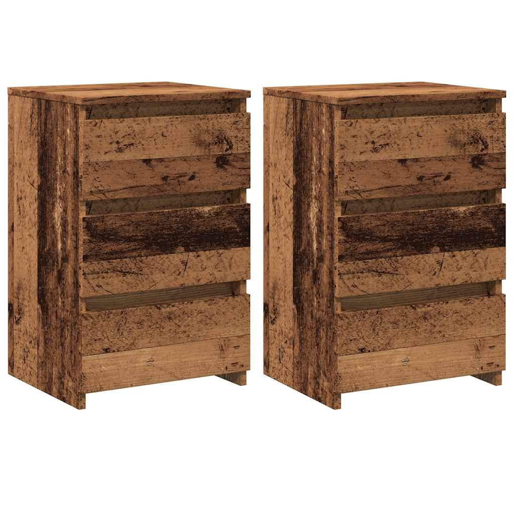 Comodini Legno Antico 2 pz 40x35x62,5 cm in Legno Multistrato