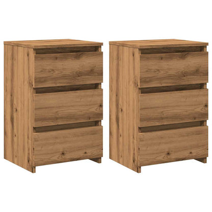Comodini 2pz Rovere Artigianale 40x35x62,5 cm Legno Multistrato