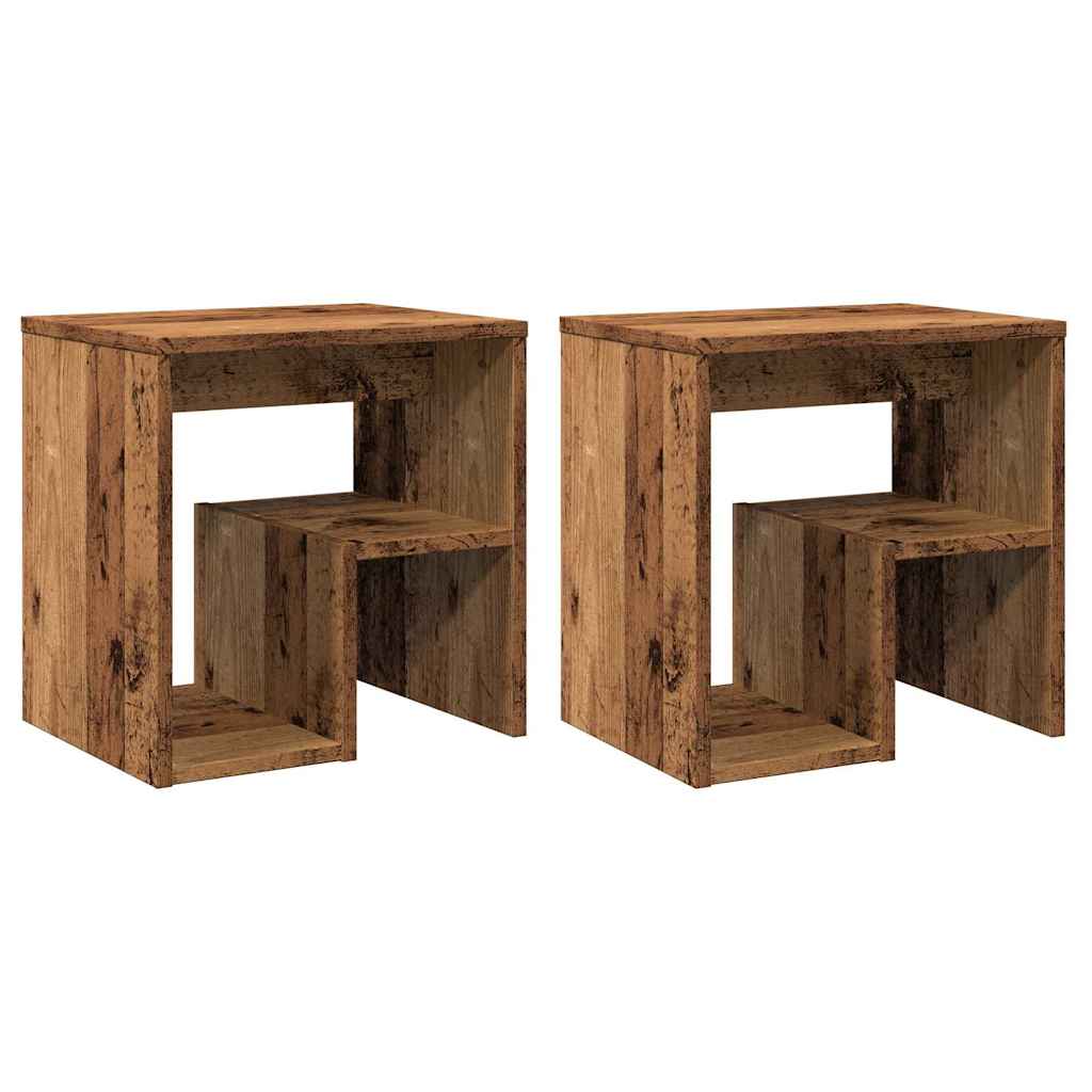 Comodini Legno Antico 2 pz 40x30x40 cm in Legno Multistrato