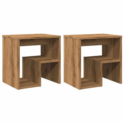 Comodini 2pz Rovere Artigianale 40x30x40 cm in Truciolato