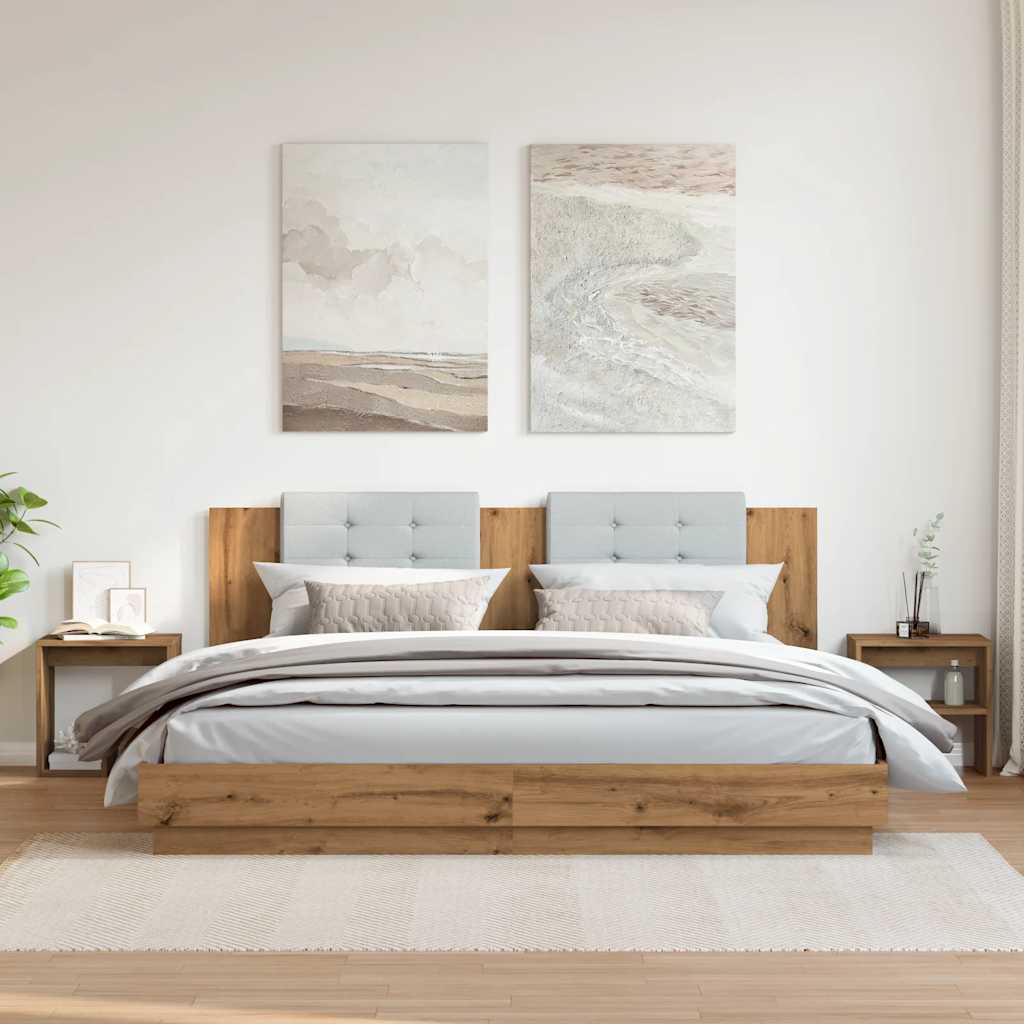 Comodini 2pz Rovere Artigianale 40x30x40 cm in Truciolato