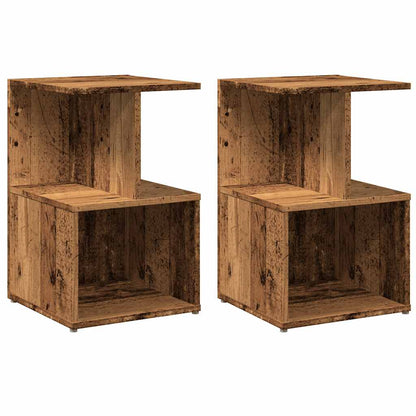 Comodini Legno Vecchio 2 pz 35x35x55 cm in Legno Multistrato