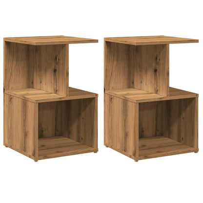 Comodini 2pz Rovere Artigianale 35x35x55 cm Legno Multistrato