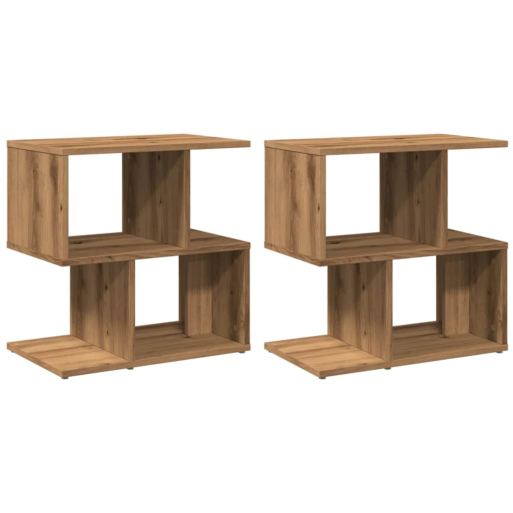 Comodini 2pz Rovere Artigianale 50x30x51,5 cm Legno Multistrato