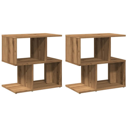 Comodini 2pz Rovere Artigianale 50x30x51,5 cm Legno Multistrato