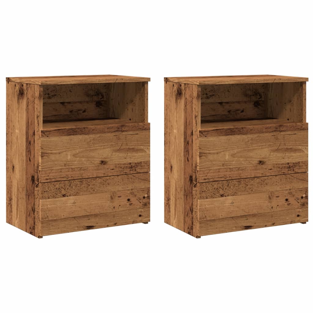 Comodini Legno Antico 2 pz 50x32x60 cm in Legno Multistrato