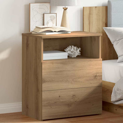 Comodino Rovere Artigianale 50x32x60 cm in Legno Multistrato