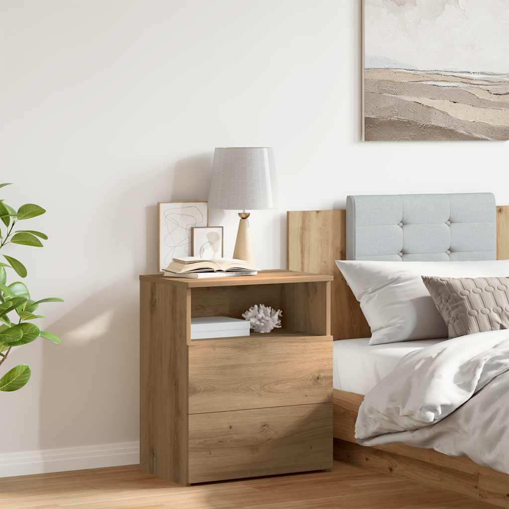 Comodino Rovere Artigianale 50x32x60 cm in Legno Multistrato