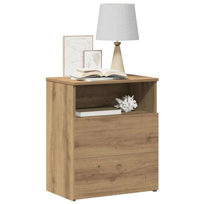 Comodini 2pz Rovere Artigianale 50x32x60cm in Legno Multistrato