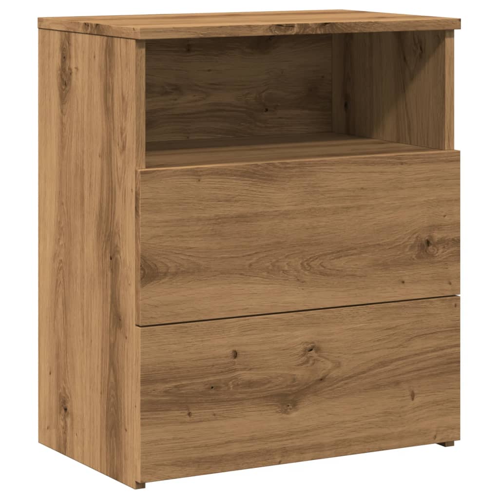 Comodini 2pz Rovere Artigianale 50x32x60cm in Legno Multistrato